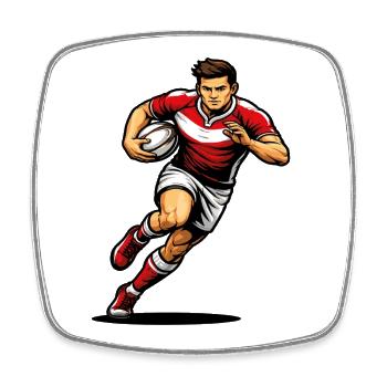 Rugby player running with the ball in hand - Square fridge magnet - white - Front