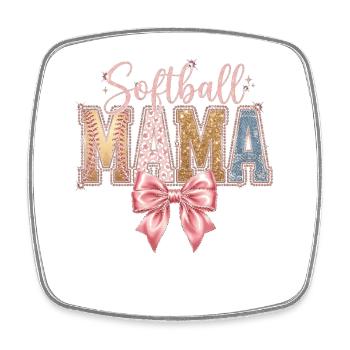 Softball Mama Coquette Leopard Bow - Viereckiger Kühlschrankmagnet - Weiß - Vorne