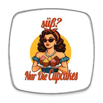 Süß nur die Cupcakes lustiger Spruch Pin Up - Viereckiger Kühlschrankmagnet - Weiß - Vorne