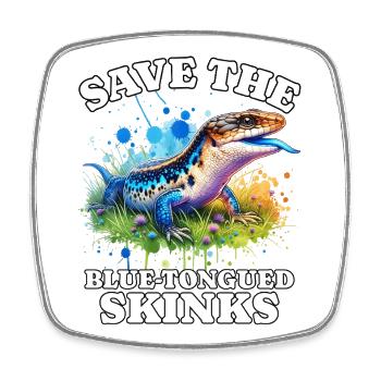 Save Blauzungenskink - Viereckiger Kühlschrankmagnet - Weiß - Vorne