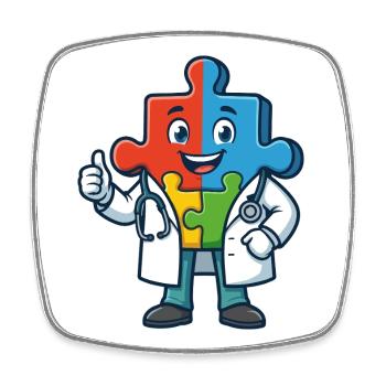 Puzzle Pals Doktormaskottchen - Viereckiger Kühlschrankmagnet - Weiß - Vorne