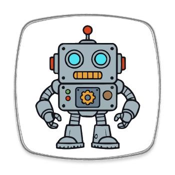 Retro Robot Pop Art - Viereckiger Kühlschrankmagnet - Weiß - Vorne