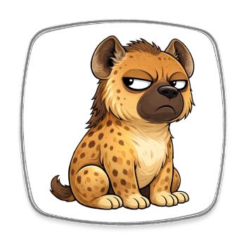 Cute skeptical hyena cartoon funny whimsical - Square fridge magnet - white - Front