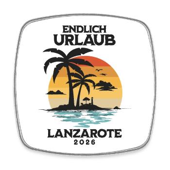 Lanzarote Urlaub 2026 Kanaren Reise Outfit - Viereckiger Kühlschrankmagnet - Weiß - Vorne
