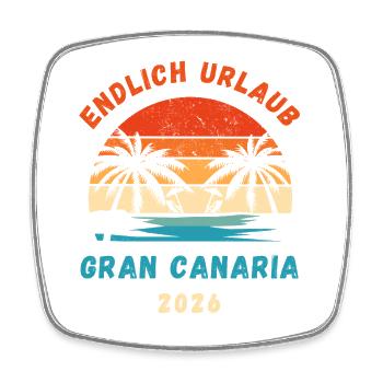 Gran Canaria Urlaub 2026 Kanaren Reise Outfit - Viereckiger Kühlschrankmagnet - Weiß - Vorne