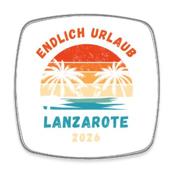 Lanzarote Urlaub 2026 Kanaren Reise Outfit - Viereckiger Kühlschrankmagnet - Weiß - Vorne