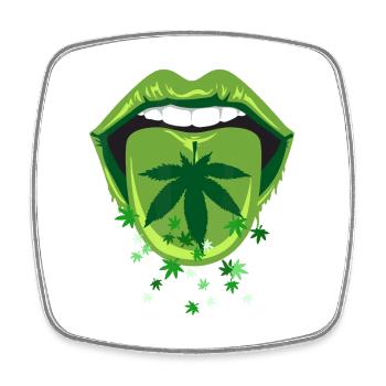 PopArt au cannabis en langue de citron vert - Magnet carré - blanc - Devant