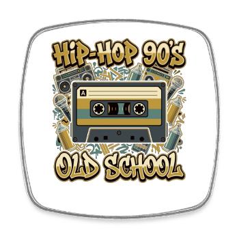 Hip-hop des années 90 Old School cassette rétro - Magnet carré - blanc - Devant