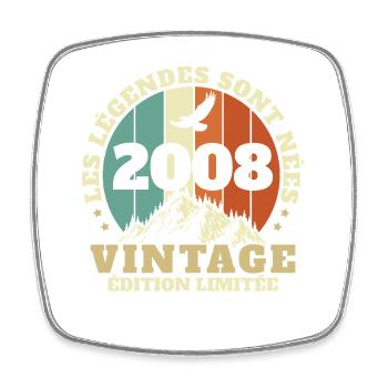 2008 Vintage Rétro Cadeau d’anniversaire - Magnet carré - blanc - Devant