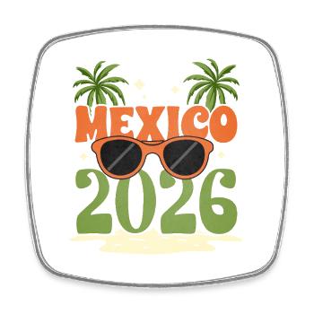 Mexiko 2026 - Viereckiger Kühlschrankmagnet - Weiß - Vorne