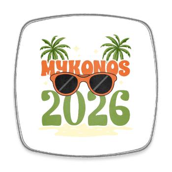 Mykonos 2026 - Viereckiger Kühlschrankmagnet - Weiß - Vorne
