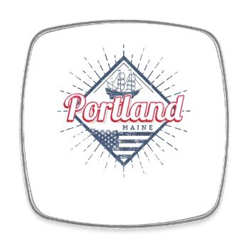 Portland Maine Stadt in Vereinigten Staaten USA - Viereckiger Kühlschrankmagnet - Weiß - Vorne