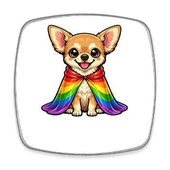 Chihuahua Pride Dog Rainbow Cloak LGBTQ - Magnet carré - blanc - Devant