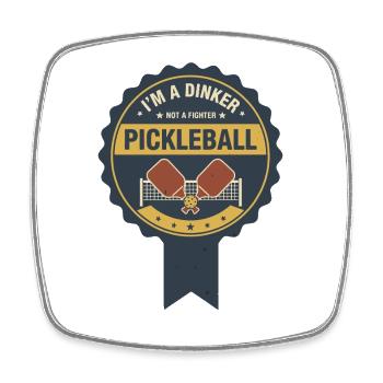 Pickleball-lustiger Spieler Ich bin ein Dinker, kein Kämpfer - Viereckiger Kühlschrankmagnet - Weiß - Vorne