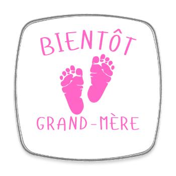 Bientôt Grand-Mère Pieds Roses - Magnet carré - blanc - Devant