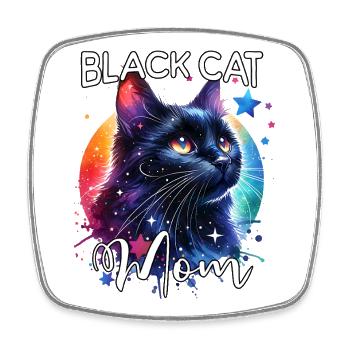 Schwarze Katze Mama - Viereckiger Kühlschrankmagnet - Weiß - Vorne