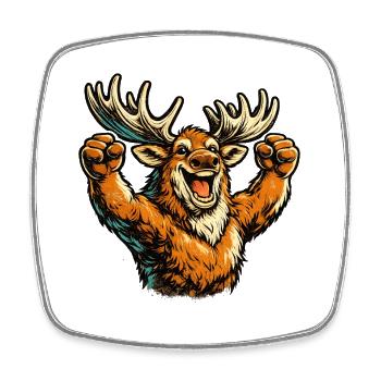 Moose rejoices - Square fridge magnet - white - Front