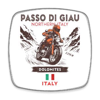 Motorraddesign Passo di Giau – Dolomiten, Italien - Viereckiger Kühlschrankmagnet - Weiß - Vorne