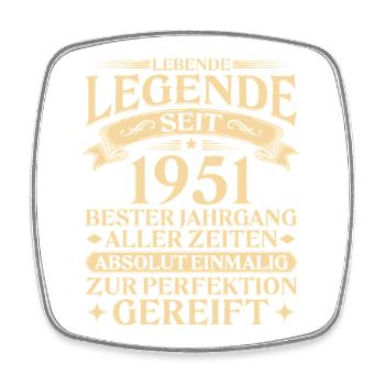 Lebende Legende seit 1951 Jahrgang Geschenk - Viereckiger Kühlschrankmagnet - Weiß - Vorne