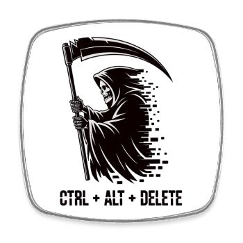 Strg Alt Delete Sensenmann IT Humor Shirt - Viereckiger Kühlschrankmagnet - Weiß - Vorne