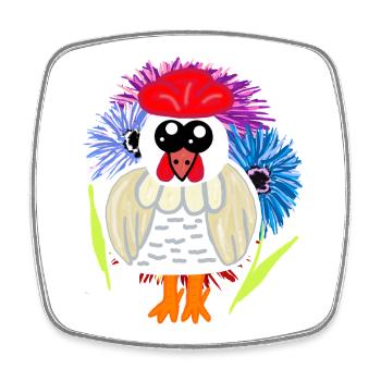 Anniversaire Fête des Mères Poulet Poule Poule Poule - Magnet carré - blanc - Devant