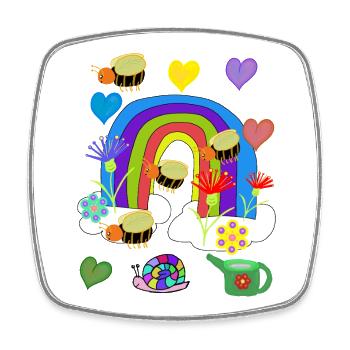 Rainbow Insect Bees Illustration - Square fridge magnet - white - Front