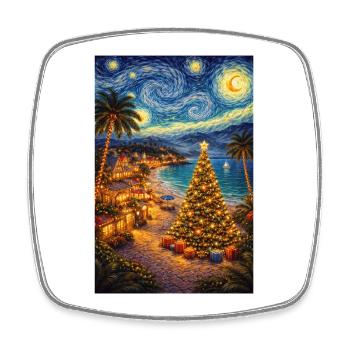 Weihnachten im Sommer Starry Night  - Viereckiger Kühlschrankmagnet - Weiß - Vorne