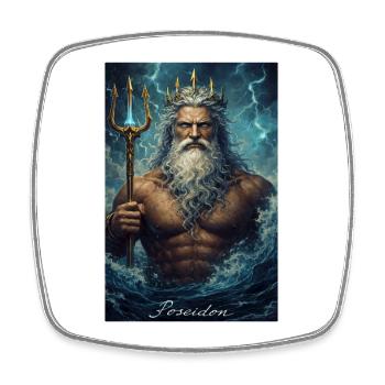 Poseidon Porträt - Viereckiger Kühlschrankmagnet - Weiß - Vorne