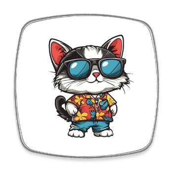 Cat Comic Holiday - Square fridge magnet - white - Front