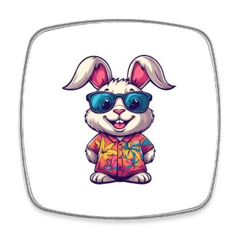 Hase Comic Urlaub - Viereckiger Kühlschrankmagnet - Weiß - Vorne