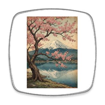 Kirschblüten am Mount Fuji - Viereckiger Kühlschrankmagnet - Weiß - Vorne