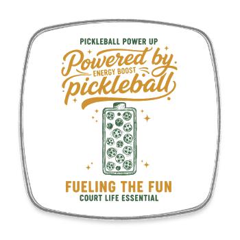 Pickleball angetrieben von Gurkenball-Witzspieler - Viereckiger Kühlschrankmagnet - Weiß - Vorne