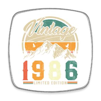 1986 Vintage Retro Geburtstagsgeschenk - Viereckiger Kühlschrankmagnet - Weiß - Vorne