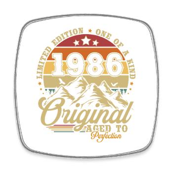 Original 1986 vintage birthday gift - Square fridge magnet - white - Front