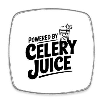Powered by Celery Juice - Square fridge magnet - white - Front