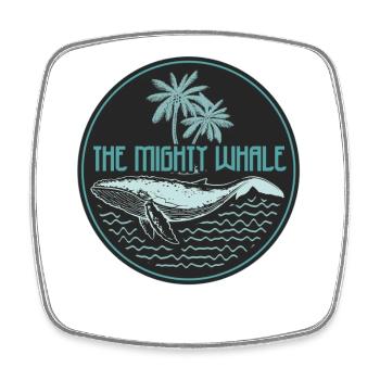 Mighty Whale Tropical Ocean Badge - Square fridge magnet - white - Front