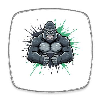 Gorilla Kraft Comic Smash - Viereckiger Kühlschrankmagnet - Weiß - Vorne
