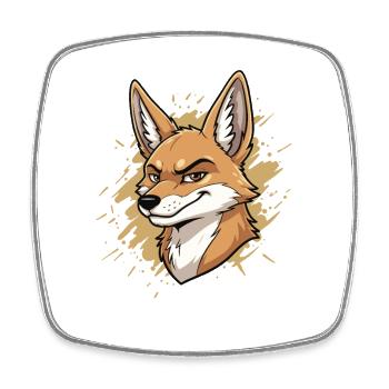 Schlauer Fuchs Cartoon - Viereckiger Kühlschrankmagnet - Weiß - Vorne