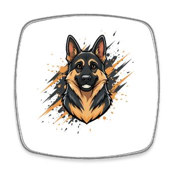 Schäferhund Kopf Spraykunst - Viereckiger Kühlschrankmagnet - Weiß - Vorne