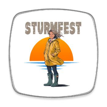 Stormproof North Sea Coastal Child Woman in Frisian Mink - Square fridge magnet - white - Front