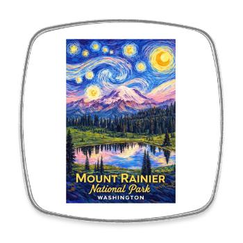 Mount Rainier Nationalpark, Washington - Viereckiger Kühlschrankmagnet - Weiß - Vorne