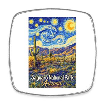 Saguaro National Park, Arizona Starry Night - Square fridge magnet - white - Front