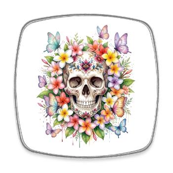 Plumeria Skull Flower - Square fridge magnet - white - Front