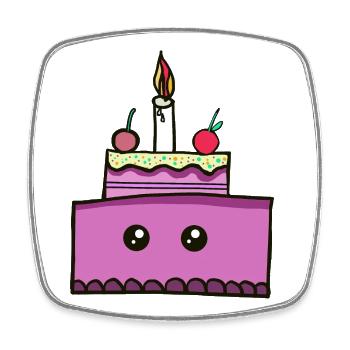Kawaii Cake Kids Cake with Candle - Square fridge magnet - white - Front