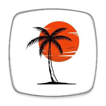 80s Retro Palm Tree Sunset - Square fridge magnet - white - Front