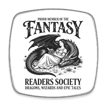 Fantasy Leserschaft Drachen und Magier - Viereckiger Kühlschrankmagnet - Weiß - Vorne