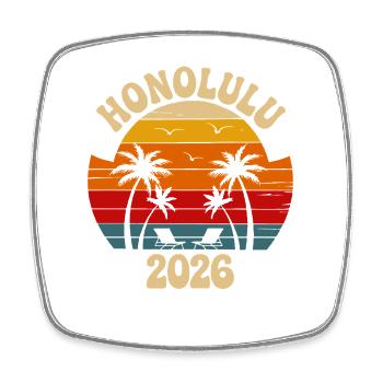Honolulu Retro Sunset 2026 - Square fridge magnet - white - Front