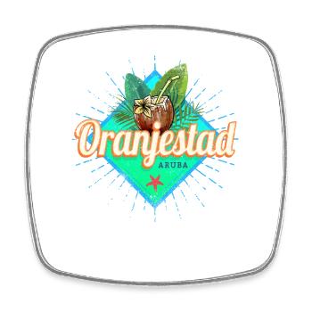Oranjestad in Aruba Vacation Vintage Caribbean Design - Square fridge magnet - white - Front