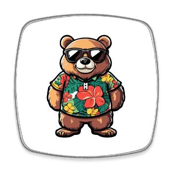 Bear Comic Vacation - Square fridge magnet - white - Front