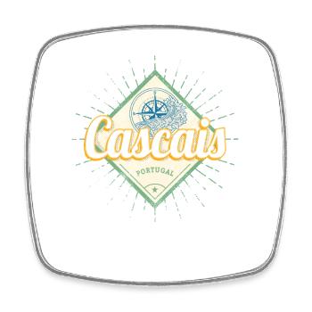 Cascais in Portugal Vintage Holiday Souvenir - Square fridge magnet - white - Front